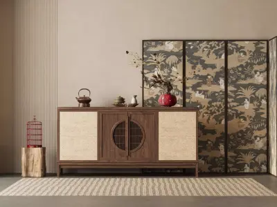 Chinese-style Entryway Cabinet  3D model