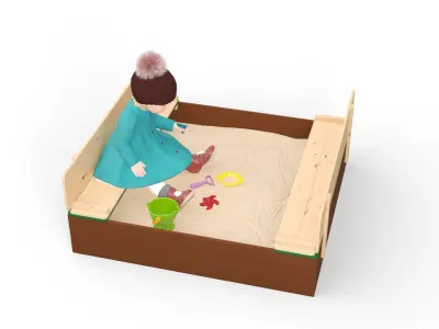 Toddler Girl in Sandpit 3D model