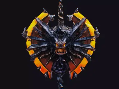 Axe Large Weapon Cutting Fantasy Melee Hatchet Dragon Head Low-poly 3D model