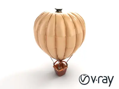 Vintage Hot Air Balloon Classic Striped Model Pack Low-poly 3D model