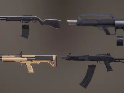 Shotgun Set 2 rifle Low-poly 3D model