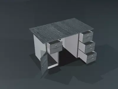 Monochome Office Desk Free low-poly 3D model