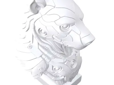 Cyber Bear Futuristic Mecha Bear Bust 3D print model