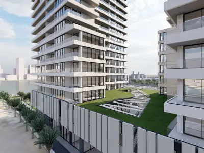 Modern Residential Towers with Mall 3D model