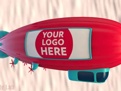 Cartoon Airship Low Poly Blimp Free low-poly 3D model