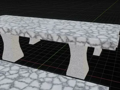 Marble Garden Bench and Table Outdoor Set Free low-poly 3D model