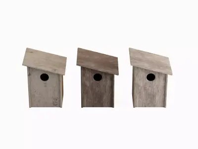 Wooden Birdhouse C Set 3D model