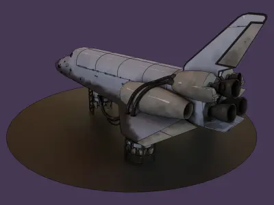 Shuttle DiselPunk Low-poly 3D model