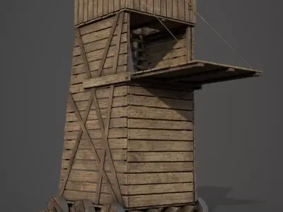 Medieval Siege Tower Low-poly 3D model