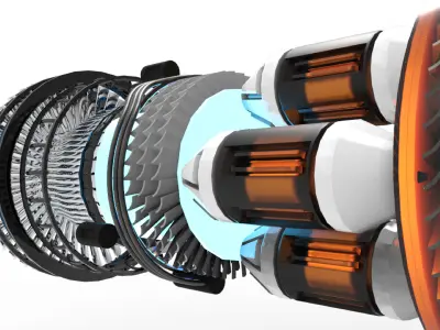 Jet engine N90 Low-poly 3D model
