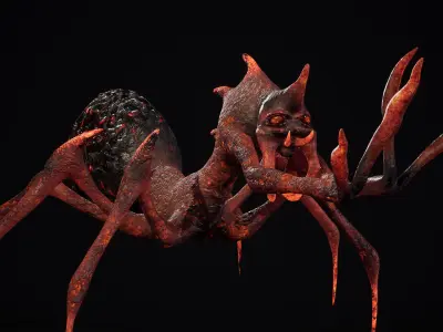 Hell arachnid low-poly game engine ready 3D model Low-poly 3D model
