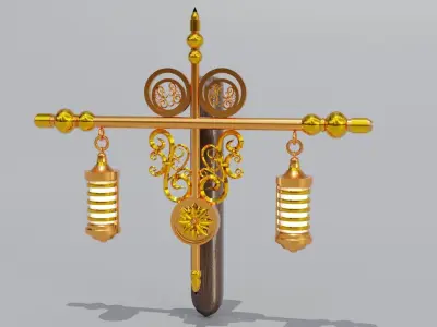 Ornament Gold Wall Lamp for decoration Free low-poly 3D model