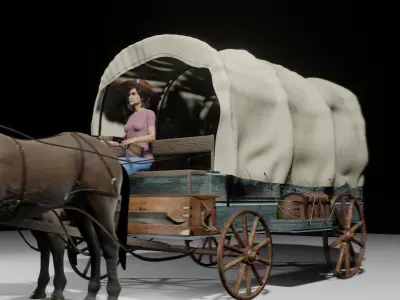 western cowboy cart 3D model