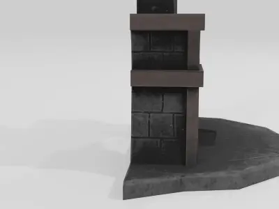 Stylized Fireplace part of Witch Interior pack Low-poly 3D model