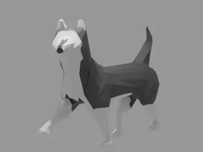 Low Poly Husky Dog Rigged Low-poly 3D model