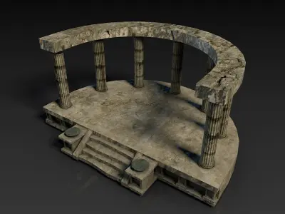 Low poly temple altar Low-poly 3D model