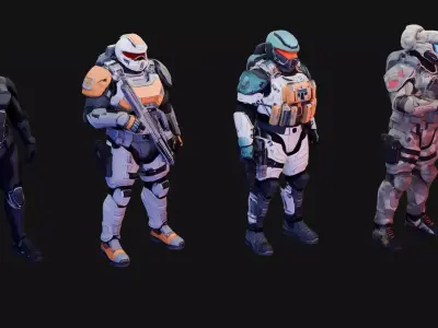 Sci-Fi Soldiers v2 3D Model 3D model