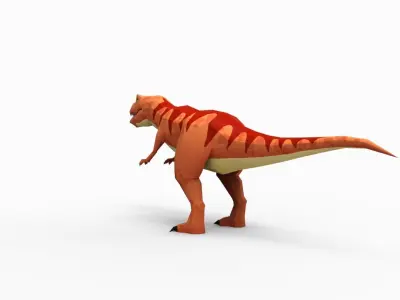 Tyrannosaurus rex Cartoon Orange  Low-poly 3D model