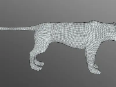 Leopard Bronze Statue Low-poly 3D model