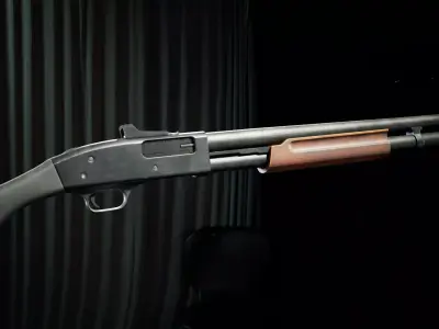 PBR - M590 Pump Action Shotgun Sawn Off - Game-Ready 3D Asset Low-poly 3D model