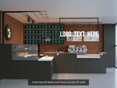 4 Different coffee shop style 3D Model Collection