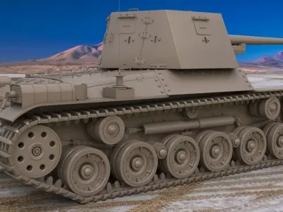 Tank Type 3 Ho Ni III Japan Clay Mental Ray 3D model