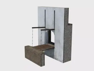 Medieval drawbridge gate with animation Low-poly 3D model