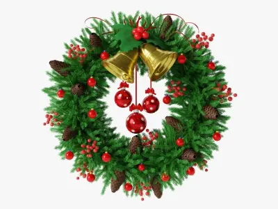 Christmas Wreath With Bells Free 3D model
