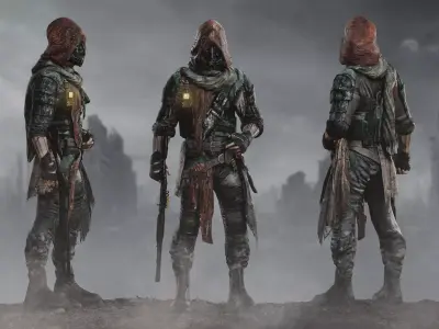 Post Apocalyptic Man Low-poly 3D model