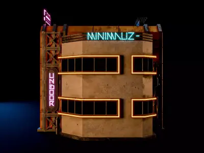 SCIFI CYBERPUNK FUTURISTIC NEON BUILDING 04 Low-poly 3D model