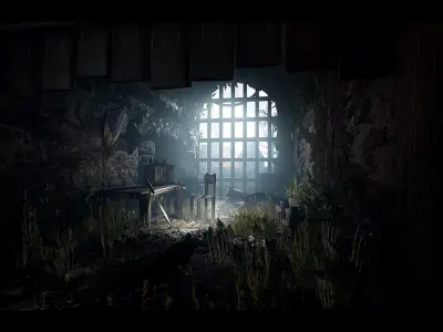 Medieval Castle Village Environment Low-poly 3D model