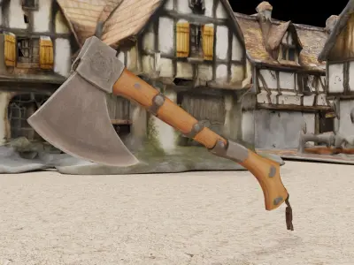 Medieval axe Low-poly 3D model
