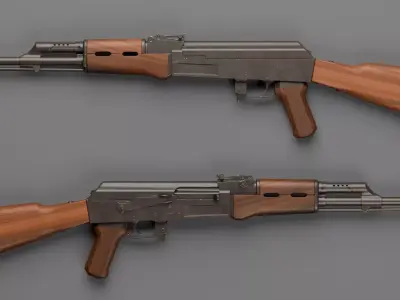 AK 47 Low-poly 3D model 9