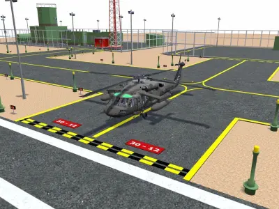 Military Airfield Low-poly 3D model