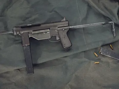 M3A1 Submachine Gun - WW2 Game Weapon - Nanite Mesh and Highpoly 3D model