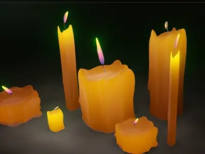 candle realistic with burning animation Free 3D model