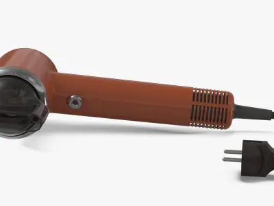 Electric Hair Dryer with Wooden Brush 3D model