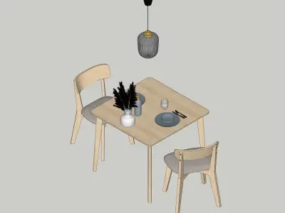 Dining Set IKEA LISABO 3D model