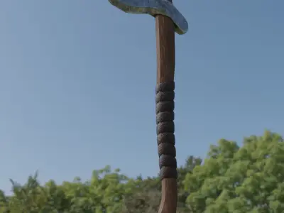 Axe PBR Low-Poly Game ready 3D model viking Low-poly 3D model