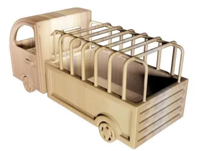 Wooden Truck Toy Low-poly 3D model
