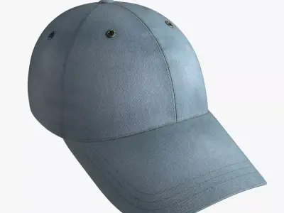 Blue Denim Baseball Cap Low-poly 3D model