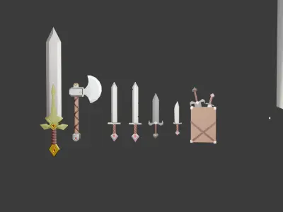 Simple lowpoly swords for any game with basic textures Low-poly 3D model