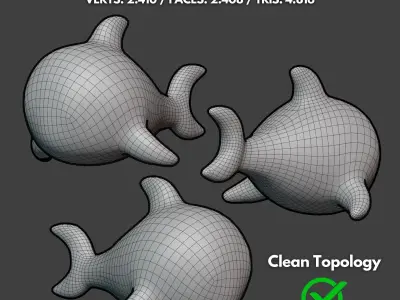 Shark Plushie Cartoon Chibi PBR Low-poly 3D model