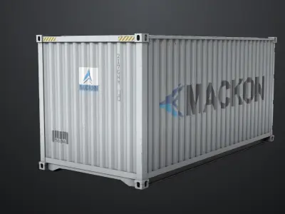 5 Cargo Container 20ft Single mat All PBR Unity UE Textures 3D model