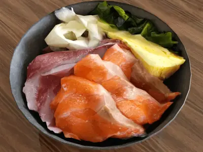 Salmon Buri-don seafood 3D model 3D model