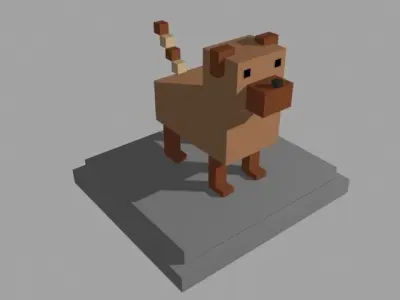 VOXEL DOG - MODEL 8 Low-poly 3D model