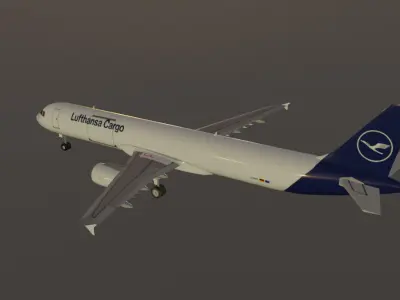 Lufthansa Cargo airbus a321-211 p2f low poly Low-poly 3D model