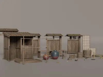 Japanese Props - Furniture Low-poly 3D model