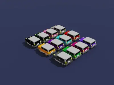 Cubic Cars Low-poly 3D model