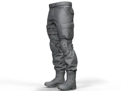 Military pants and Pistol Holster 3D model